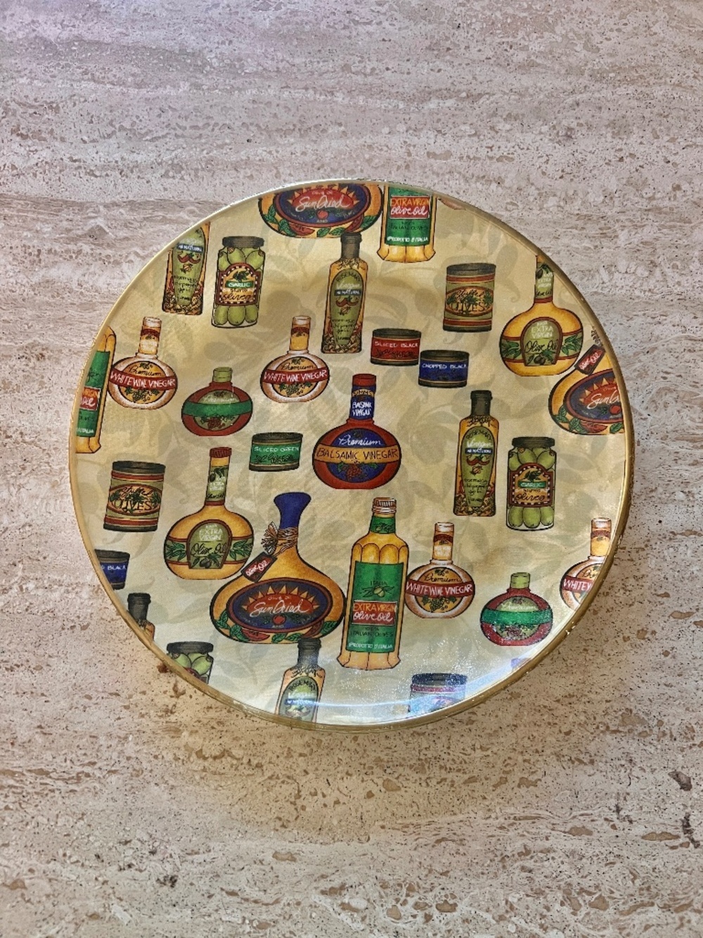 Vintage ISCO Cocktail Tray: Mid-Century Barware plate with vinegar bottles